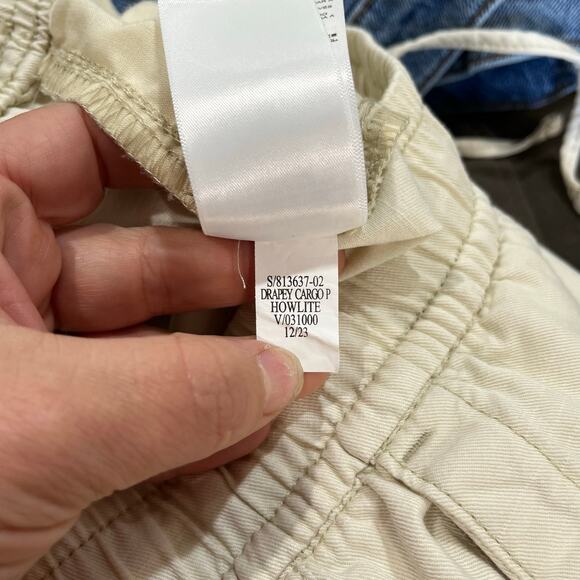 Old Navy Mid Rise Wide Leg Cargo Pants Size M Cream Drawstring Utility - Picture 8 of 8